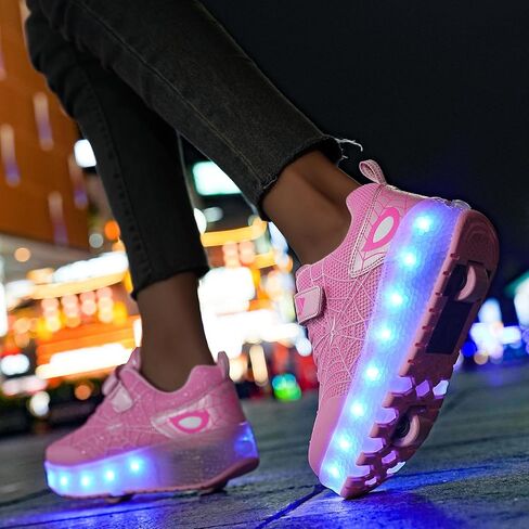 LED Light-Up Kids Roller Sneakers - Boys & Girls Adjustable Roller Shoes for Sports, Birthday, Christmas & Performance Gifts in Saudi Arabia