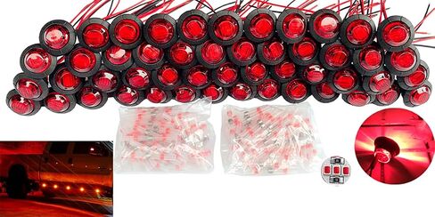 50pcs 3/4 مصابيح العلامة الجانبية مصباح خلوص أحمر جولة جولة العنبر مؤشر علامة الجانبية مؤشر انعطاف إشارة الضوء الشاحن in Kuwait