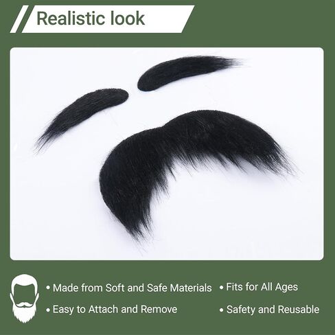 Fake Mustache and Eyebrows Self Adhesive False Facial Hair Stick On Costume Beard for Halloween Party in Kuwait