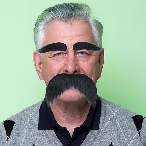 Fake Mustache and Eyebrows Self Adhesive False Facial Hair Stick On Costume Beard for Halloween Party in Kuwait