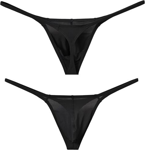 Men's G-String Seamless Thong Low Rise Underwear Green/Blue/Red 3 Pack in Kuwait