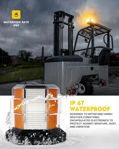 LUMENIX 72 LED Strobe Beacon Light Rooftop Rotating Warning Flashing Emergency Lights with Magnetic for Construction Vehicles Forklift Snow Plow Trucks Postal Mail Mower Cars ATV UTV - Amber/White in Saudi Arabia