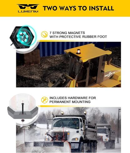 LUMENIX 72 LED Strobe Beacon Light Rooftop Rotating Warning Flashing Emergency Lights with Magnetic for Construction Vehicles Forklift Snow Plow Trucks Postal Mail Mower Cars ATV UTV - Amber/White in Saudi Arabia