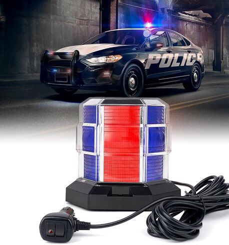 LUMENIX 72 LED Strobe Beacon Light Rooftop Rotating Warning Flashing Emergency Lights with Magnetic for Construction Vehicles Forklift Snow Plow Trucks Postal Mail Mower Cars ATV UTV - Amber/White in Saudi Arabia