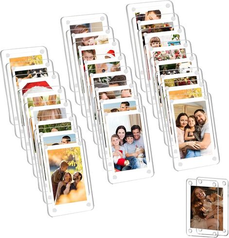 24 حزمة إطار صورة أكريليك مغناطيسي للثلاجة ، 2.36x3.54 بوصة الإطار بولارويد ، إطار صورة مزدوج الثلاجة المغناطيس لفوفيلم instax mini ، إطار عرض صورة واضح in Kuwait