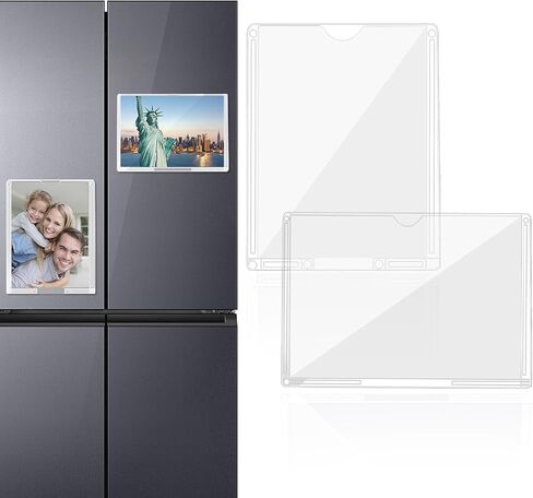 2 Pcs Magnet Picture Frames for Fridge,Large Acrylic Fridge Magnetic Frame 8.4x11 and 11.8x8.3 Inches Clear Magnetic Frame for Display Locker, Photo Board, Art Display, Sign Holder and Schedule in Saudi Arabia