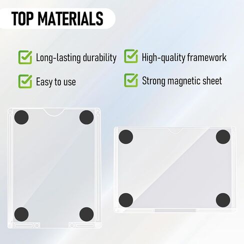 2 Pcs Magnet Picture Frames for Fridge,Large Acrylic Fridge Magnetic Frame 8.4x11 and 11.8x8.3 Inches Clear Magnetic Frame for Display Locker, Photo Board, Art Display, Sign Holder and Schedule in Saudi Arabia