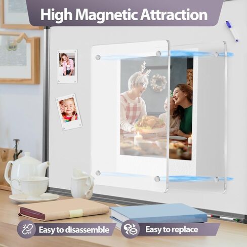 20 Pack Acrylic Fridge Magnetic Frame, 3.54 * 2.36in High Transparent Polaroid Frame Super Magnetic Picture Frame Small Picture Frames For Refrigerator & Decoration (Transparent, 20p) in Saudi Arabia