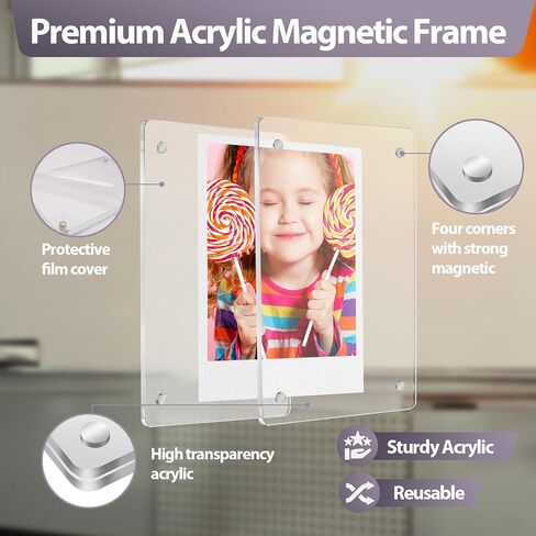 20 Pack Acrylic Fridge Magnetic Frame, 3.54 * 2.36in High Transparent Polaroid Frame Super Magnetic Picture Frame Small Picture Frames For Refrigerator & Decoration (Transparent, 20p) in Saudi Arabia