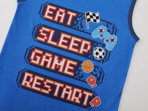 Tebbis Boys Summer Pajama Set - Gamer Graphic Tank Top & Shorts Soft 2-Piece Sleepwear Vibrant Yellow PJs Sizes 6-18 in Saudi Arabia