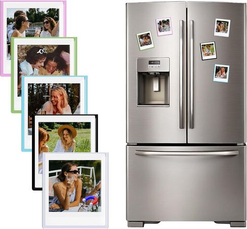 5 Pack Magnetic Photo Frames for Instax Square Film, 3x3.5" Picture Frames Refrigerator Photo Display Fits for Fujifilm Instax Square SQ1/SQ20/SQ40/SQ10/SQ6/SP-3 - White in Saudi Arabia