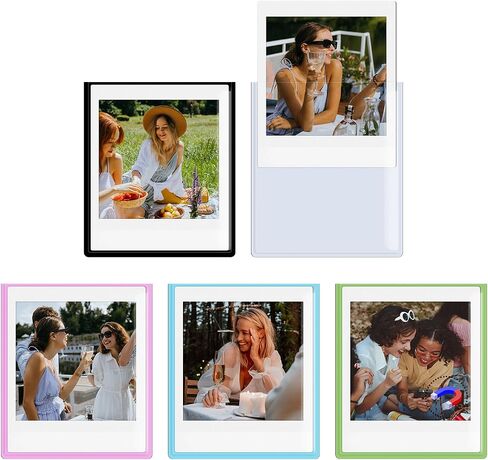 5 Pack Magnetic Photo Frames for Instax Square Film, 3x3.5" Picture Frames Refrigerator Photo Display Fits for Fujifilm Instax Square SQ1/SQ20/SQ40/SQ10/SQ6/SP-3 - White in Saudi Arabia