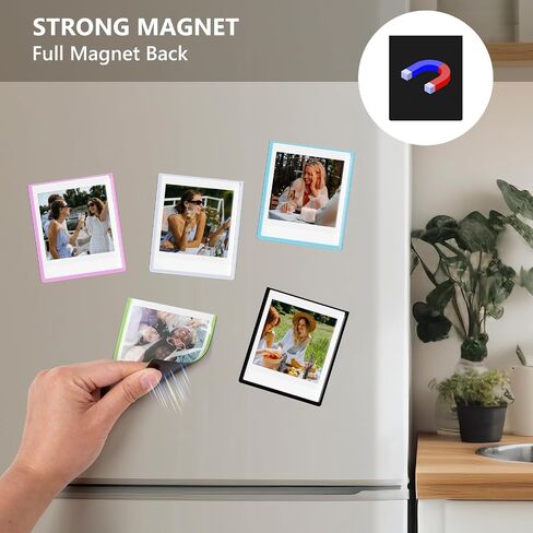 5 Pack Magnetic Photo Frames for Instax Square Film, 3x3.5" Picture Frames Refrigerator Photo Display Fits for Fujifilm Instax Square SQ1/SQ20/SQ40/SQ10/SQ6/SP-3 - White in Saudi Arabia