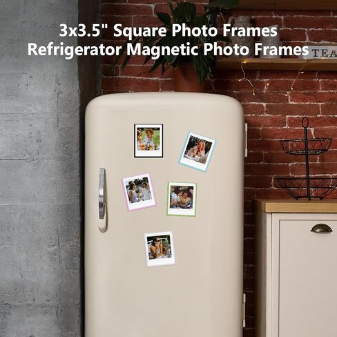 5 Pack Magnetic Photo Frames for Instax Square Film, 3x3.5" Picture Frames Refrigerator Photo Display Fits for Fujifilm Instax Square SQ1/SQ20/SQ40/SQ10/SQ6/SP-3 - White in Saudi Arabia