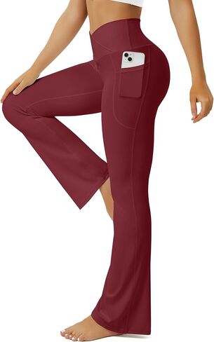 Yoga Pants Women, Flare Leggings for Women with Pockets Crossover High Waisted Bootcut Yoga Pants in Saudi Arabia