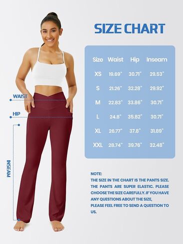 Yoga Pants Women, Flare Leggings for Women with Pockets Crossover High Waisted Bootcut Yoga Pants in Saudi Arabia