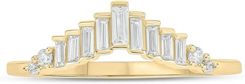 1/5cttw Round and Baguette Diamond Anniversary Ring for Women, Chevron V Shape Ring in 10k Yellow, Rose or White Gold, Women's Gold Stackable Anniversary Band with Baguettes and Round Diamonds in Kuwait