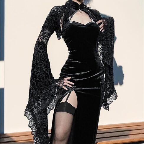 Win2win Gothic Bolero تجاهل قمم المحاصيل للنساء الجرس الفيكتوري الأكمام y2k punk in Kuwait