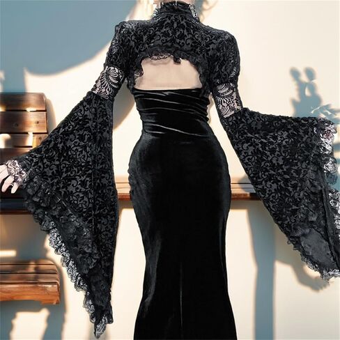 Win2win Gothic Bolero تجاهل قمم المحاصيل للنساء الجرس الفيكتوري الأكمام y2k punk in Kuwait