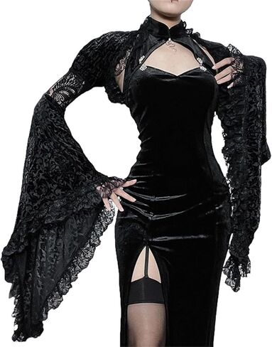 Win2win Gothic Bolero تجاهل قمم المحاصيل للنساء الجرس الفيكتوري الأكمام y2k punk in Kuwait