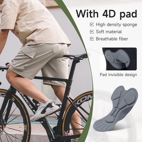 Santic Men's Mountain Bike Shorts 4D Padded Quick Dry Lightweight Cycling Shorts Bicycle Riding Shorts with Pockets in Saudi Arabia