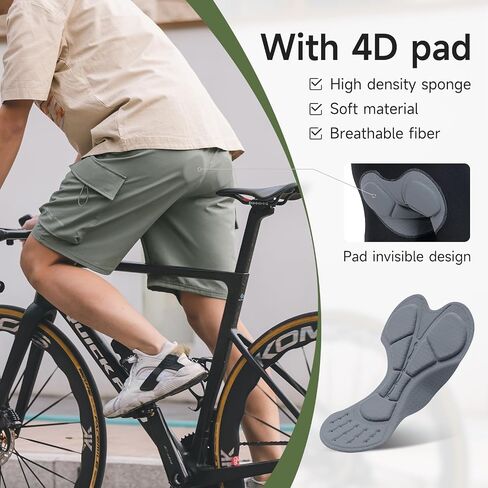 Santic Men's Mountain Bike Shorts 4D Padded Quick Dry Lightweight Cycling Shorts Bicycle Riding Shorts with Pockets in Saudi Arabia