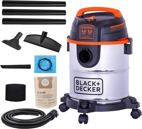 BLACK+DECKER Shop Vacuum Wet and Dry, 4 Gallon 3.0 Peak HP, Portable Shop Vac with Accessories, Home and Car Vacuum Cleaner(BDXV18301P-4A) in Saudi Arabia