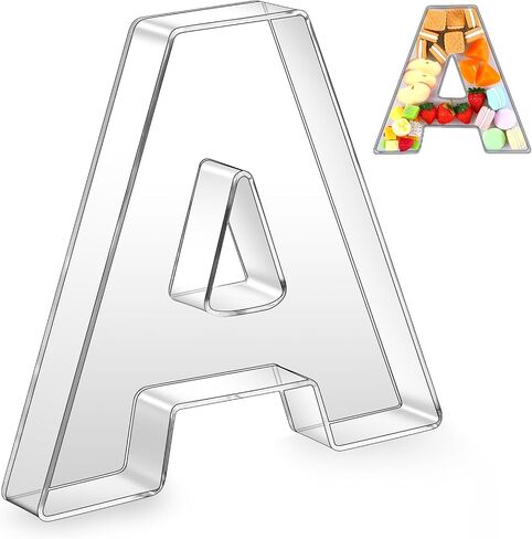 Uiifan 10'' Acrylic Letter Box Form Tray Display Fillable Letter Charcuterie Box Acrylic Candy Dish for Birthday Party Reusable Plates for Food, Not Include Lid(Clear,Letter A) in Kuwait