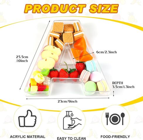 Uiifan 10'' Acrylic Letter Box Form Tray Display Fillable Letter Charcuterie Box Acrylic Candy Dish for Birthday Party Reusable Plates for Food, Not Include Lid(Clear,Letter A) in Kuwait