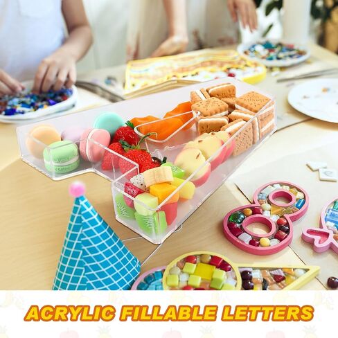Uiifan 10'' Acrylic Letter Box Form Tray Display Fillable Letter Charcuterie Box Acrylic Candy Dish for Birthday Party Reusable Plates for Food, Not Include Lid(Clear,Letter A) in Kuwait