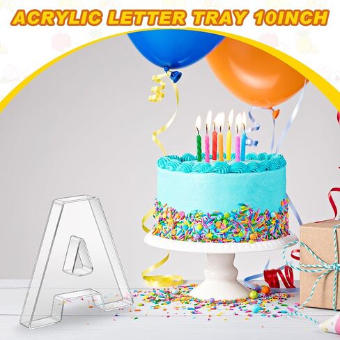 Uiifan 10'' Acrylic Letter Box Form Tray Display Fillable Letter Charcuterie Box Acrylic Candy Dish for Birthday Party Reusable Plates for Food, Not Include Lid(Clear,Letter A) in Kuwait