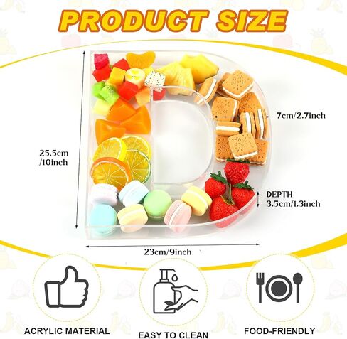 Uiifan 10'' Acrylic Letter Box Form Tray Display Fillable Letter Charcuterie Box Acrylic Candy Dish for Birthday Party Reusable Plates for Food, Not Include Lid(Clear,Letter A) in Kuwait