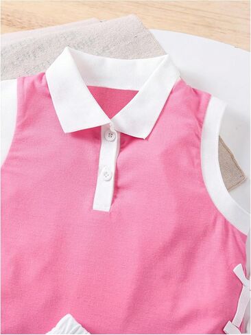 verdusa girl's 2 ompits summer outfits bowknot collared tank مع مجموعات تنورة مطوية in Kuwait