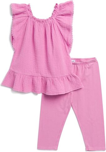 Splendid Girls Sun Gauze Ruffle Shoulder Sleeveless Tee Shirt and Pant 2-piece Set in Saudi Arabia