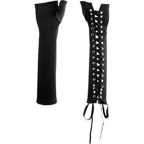 Sacina Black Fingerless Gloves, Long Goth Vintage Black Gloves For Women, Gothic Accessories