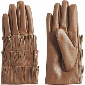 Mud Pie Fringe Womens Gloves, One Size, Tan