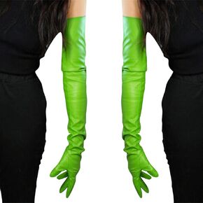 DooWay Women Long Leather Dress Gloves 28 Inches Soft Faux Leather Fashion Accessory for Any Show or Party Activity Costume Cosplay Apple Green