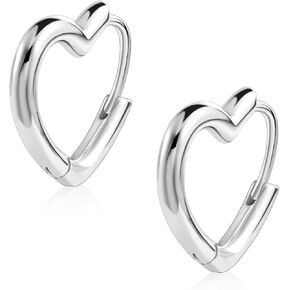 925 Sterling Silver Heart Hoop Earrings for Women Girls Small Heart Shaped Huggie Hoop Earrings Hypoallergenic Cartilage Huggies Earings for Jewelry Gifts
