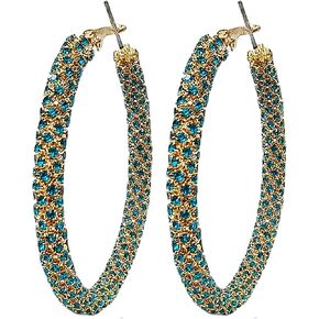Multcolors Cubic Zirconia Hoop Earrings For Women Statement Oval Rhinestone Hoop Earrings 14K Gold Plated Chunky Hoop Earrings Dainty Lightweight Big Earrings Trendy Jewelry
