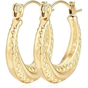 14K Gold Earrings for Women, Small Gold Hoop Earrings 14K Gold, Lightweight Hoop Earirngs for Women with Hinged Clasp