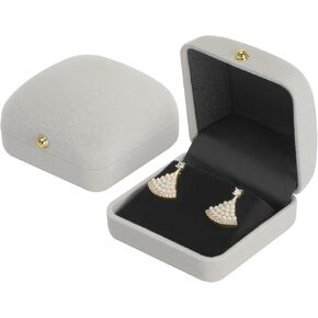 2 Pieces Velvet Earring Stud Gift Box, Jewelry Holder Display Case for Earring stud cufflinks, Earring Organizer Storage Box for Women Girl (Black)