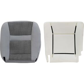SecosAutoparts Driver Side Bottom and Foam Cushion Replacement Cloth Seat Cover Gray Compatible with Dodge Ram 1500 2500 3500 4500 5500 2006 2007 2008 2009 2010