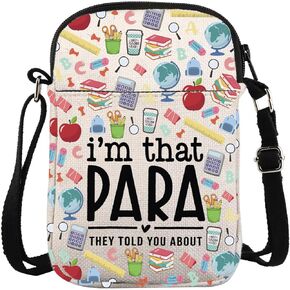 KUIYAI Para Teacher Appreciation Crossbody Bag Paraprofessional Life Bag Paraeducator Assistant Gift Teaching Aides Gift
