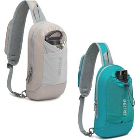G4Free Sling Bag RFID حظر خفيفة الوزن كروس كتف الصدر حقيبة كتف للسفر الرياضية المشي لمسافات طويلة (رمادي+تيل أزرق)