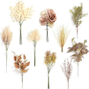 Serra Flora Natural Dried Pampas Eucalyptus Rabbit Tail Grass,(Pack of 66pcs) with 6 Kinds of DIY Bridal Artificial Bouquets Home Decor Wedding Floral Arrangement Table Centerpieces