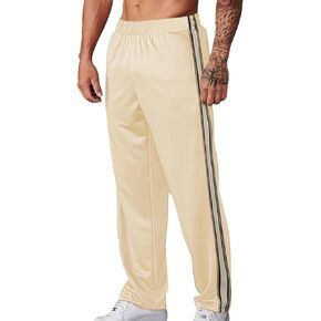 Mens Casual Sweatpants Lightweight Pants Drawstring Waist Workout Striped