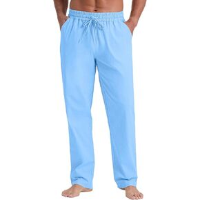 NITAGUT Mens Linen Pants Casual Elastic Waist Drawstring Lightweight Summer Beach Trousers with Pockets