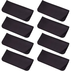 8 PCS Eyeglass Case Pouchs ناعمة ، حقيبة ناعمة ، صغيرة ومحمولة ، سهلة الحمل ، مناسبة لجميع أنواع النظارات والنظارات الشمسية ، مناسبة للرجال والنساء (أسود)