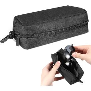 علبة نظارات مزدوجة ، علبة نظارات ناعمة سوداء مع Carabiner Hook Travel نظارة شمسية منظمات نظارات محمولة مع سوستة للنساء للنساء (غير مناسبة للنظارات الضخمة)