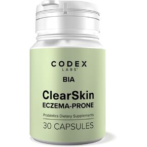 Eczema-Phred Skin Relief-حاجز الأمعاء وحبوب المعالجة الميكروبيوم | التوت الأزرق البريبيوتيك ومضادات الأكسدة | 30 يوم العرض | مختبر Codex BIA Clearskin Synbiotic